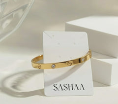 American Diamond-Studded Bangle-Style Bracelet