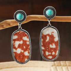 Decorative Green Turquoise Western Style Earrings Earring Set Fairy Style Metal Material Printed Pattern Other Hanging Plating