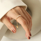Fashion solid color pearl beaded women_s rings