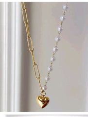 Heart Pearl Chain Necklace