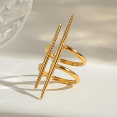 PVD Coated Real Gold Plated 18K Gold Geometric 304 Stainless Steel Simple Style Waterproof Non Tarnish Rings