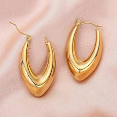 Golden Vee Hoops Earrings