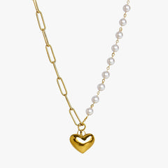 Heart Pearl Chain Necklace