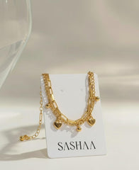 Anti Tarnish Multi Layer Heart Bracelet