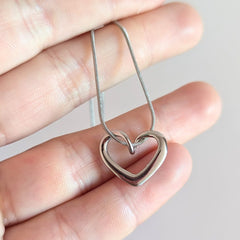 Twisted Heart Pendant Necklace Silver