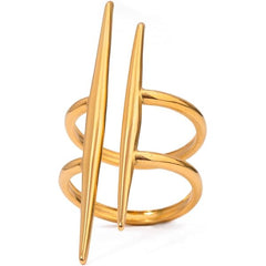 PVD Coated Real Gold Plated 18K Gold Geometric 304 Stainless Steel Simple Style Waterproof Non Tarnish Rings