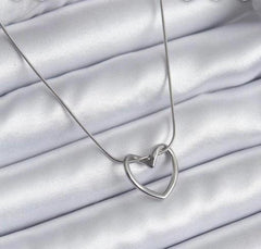 Twisted Heart Pendant Necklace Silver