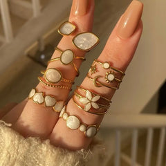 PVD Coated 18K Gold Plated Heart Shape Floral 304 Stainless Steel Modern Style Commute Waterproof Non Tarnish Rings