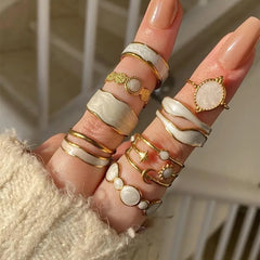 PVD Coated 18K Gold Plated Heart Shape Floral 304 Stainless Steel Modern Style Commute Waterproof Non Tarnish Rings