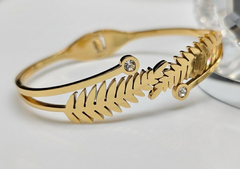 Fern Leaf Zircorn Cuff Bangle Bracelet