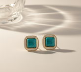 Vintage Inspired Turquoise & Gold Cabochon Studs