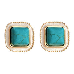 Vintage Inspired Turquoise & Gold Cabochon Studs