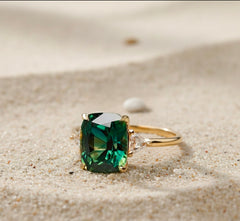 retro square gemstones rings