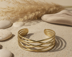 Multi Layer Cross Wire Cuff Bracelet