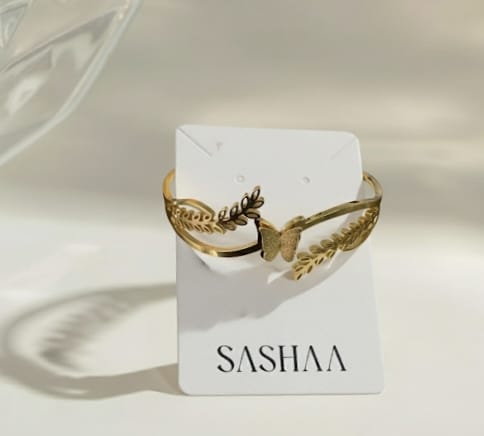 Butterfly & Leaf Cuff Bracelet