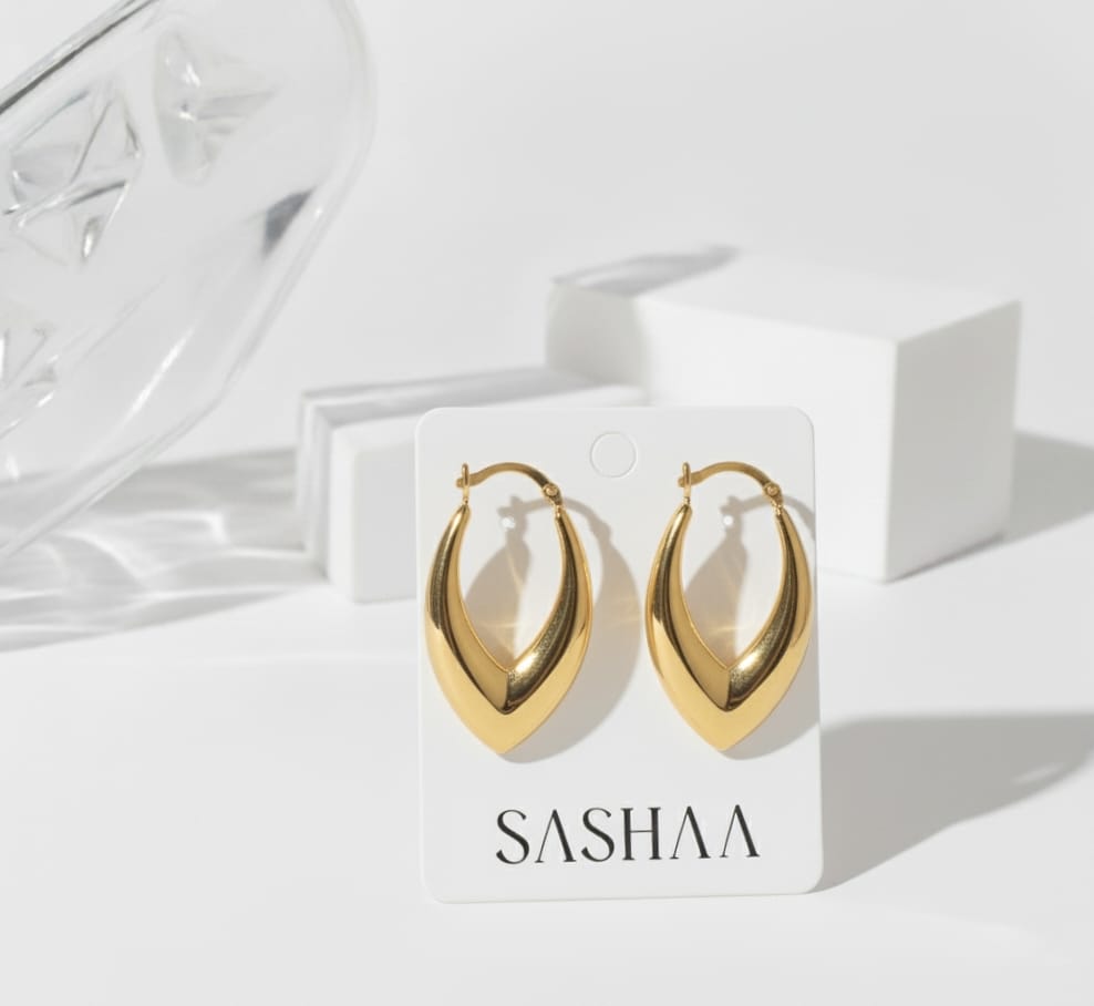 Golden Vee Hoops Earrings