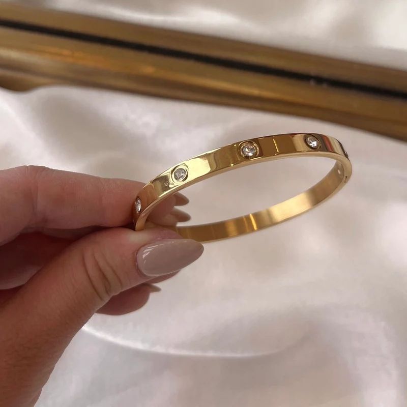 American Diamond-Studded Bangle-Style Bracelet