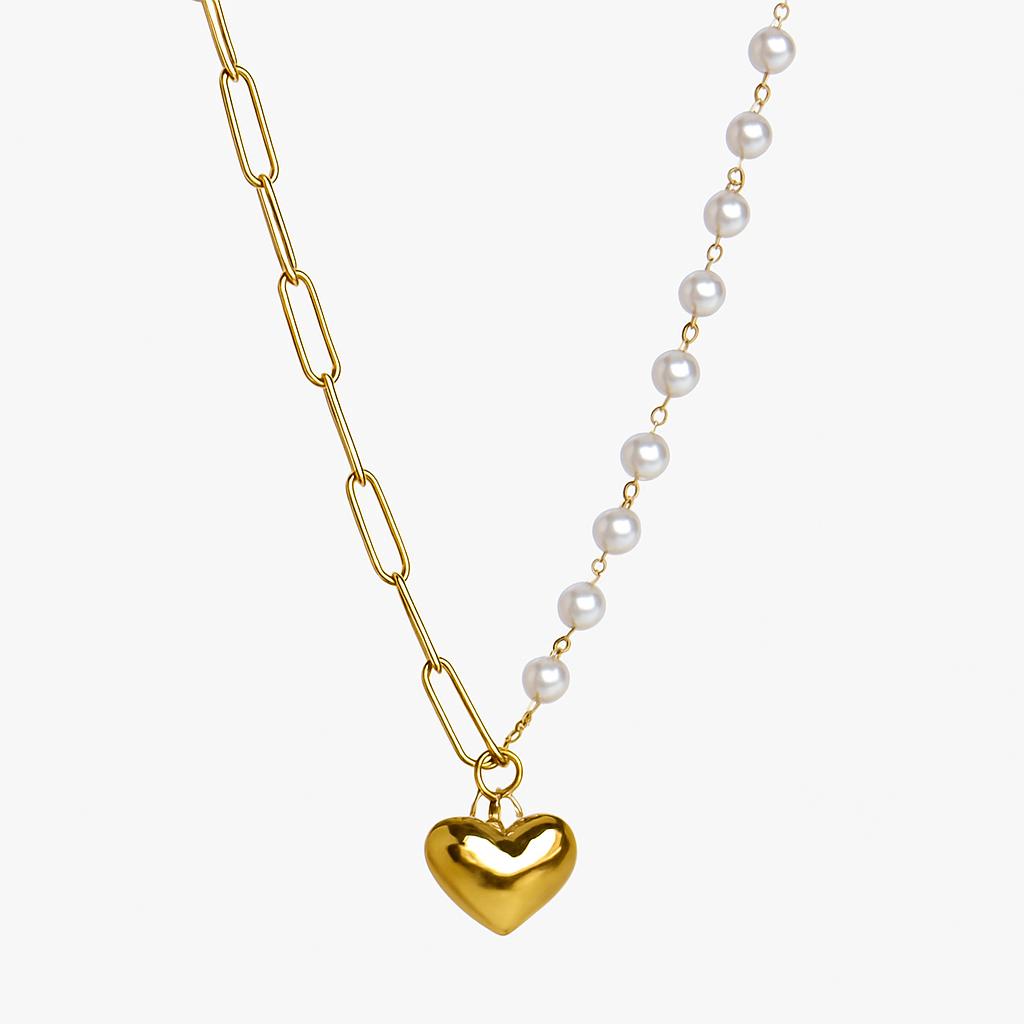 Heart Pearl Chain Necklace