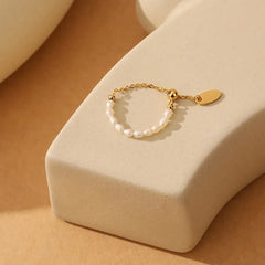 Fashion solid color pearl beaded women_s rings