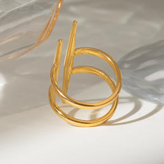 PVD Coated Real Gold Plated 18K Gold Geometric 304 Stainless Steel Simple Style Waterproof Non Tarnish Rings