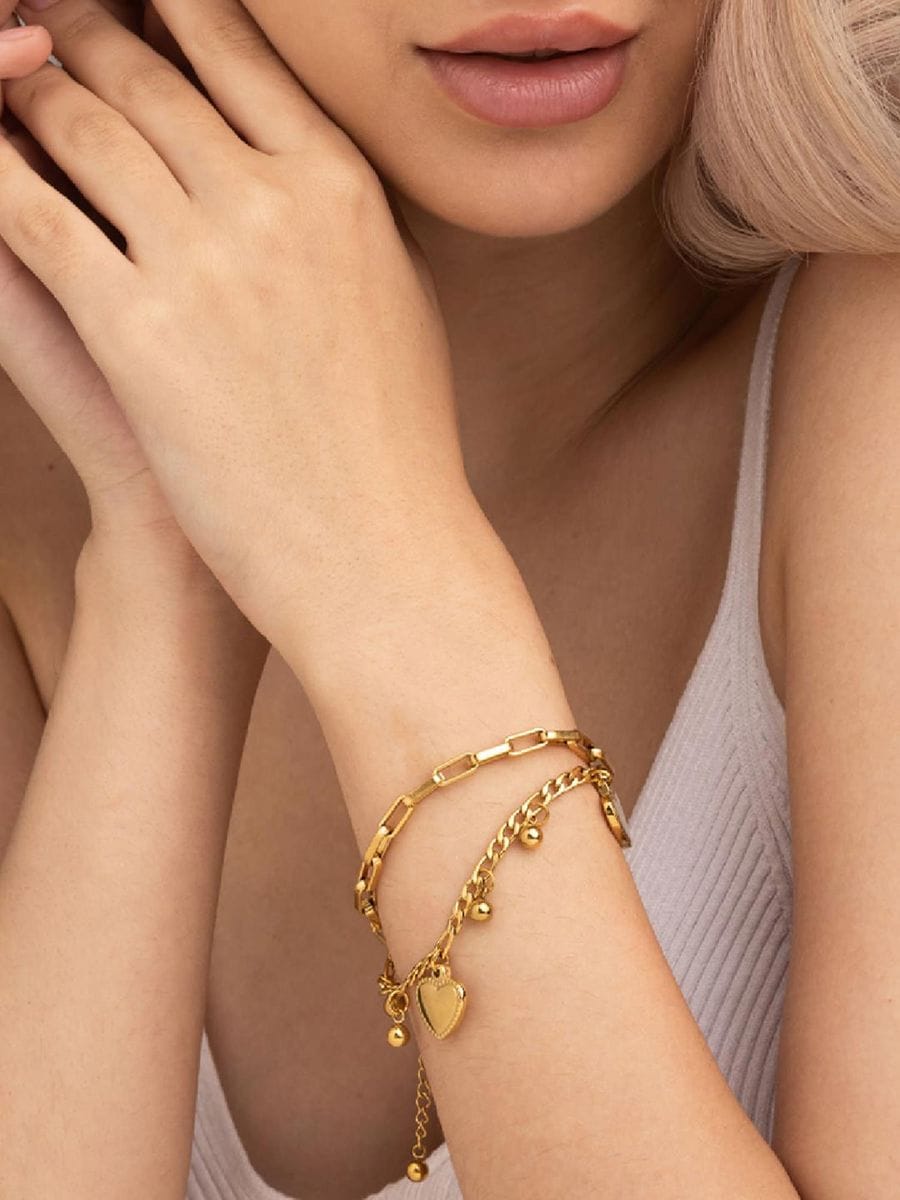 Anti Tarnish Multi Layer Heart Bracelet