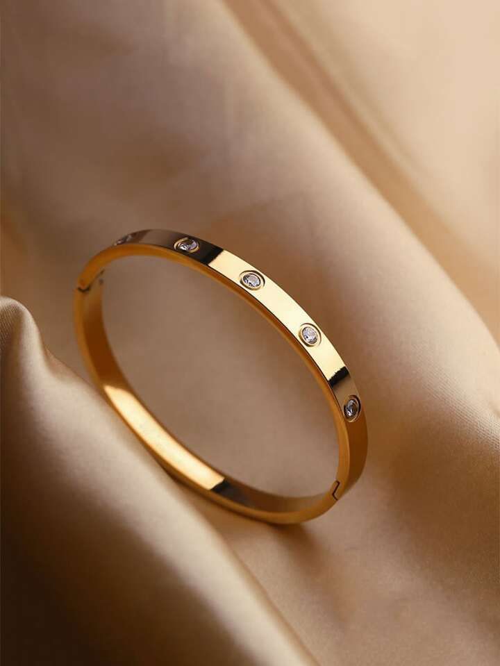 American Diamond-Studded Bangle-Style Bracelet