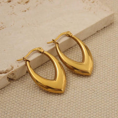 Golden Vee Hoops Earrings