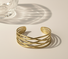 Multi Layer Cross Wire Cuff Bracelet