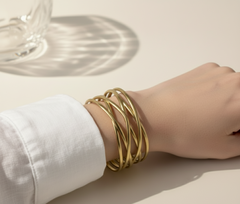 Multi Layer Cross Wire Cuff Bracelet