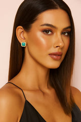 Vintage Inspired Turquoise & Gold Cabochon Studs