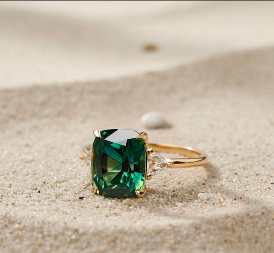 retro square gemstones rings